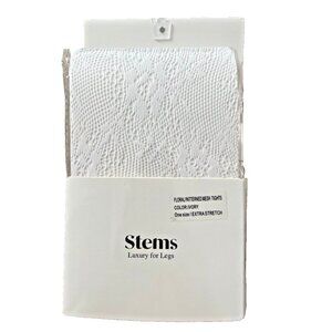 Stems Luxury Floral Patterned Mesh Tights White ( One Size )